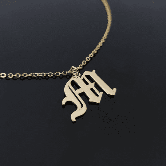 Old English font initial necklace Gothic Initial Necklace custom necklace  initial jewelry personalized necklace Gothic necklaces for women